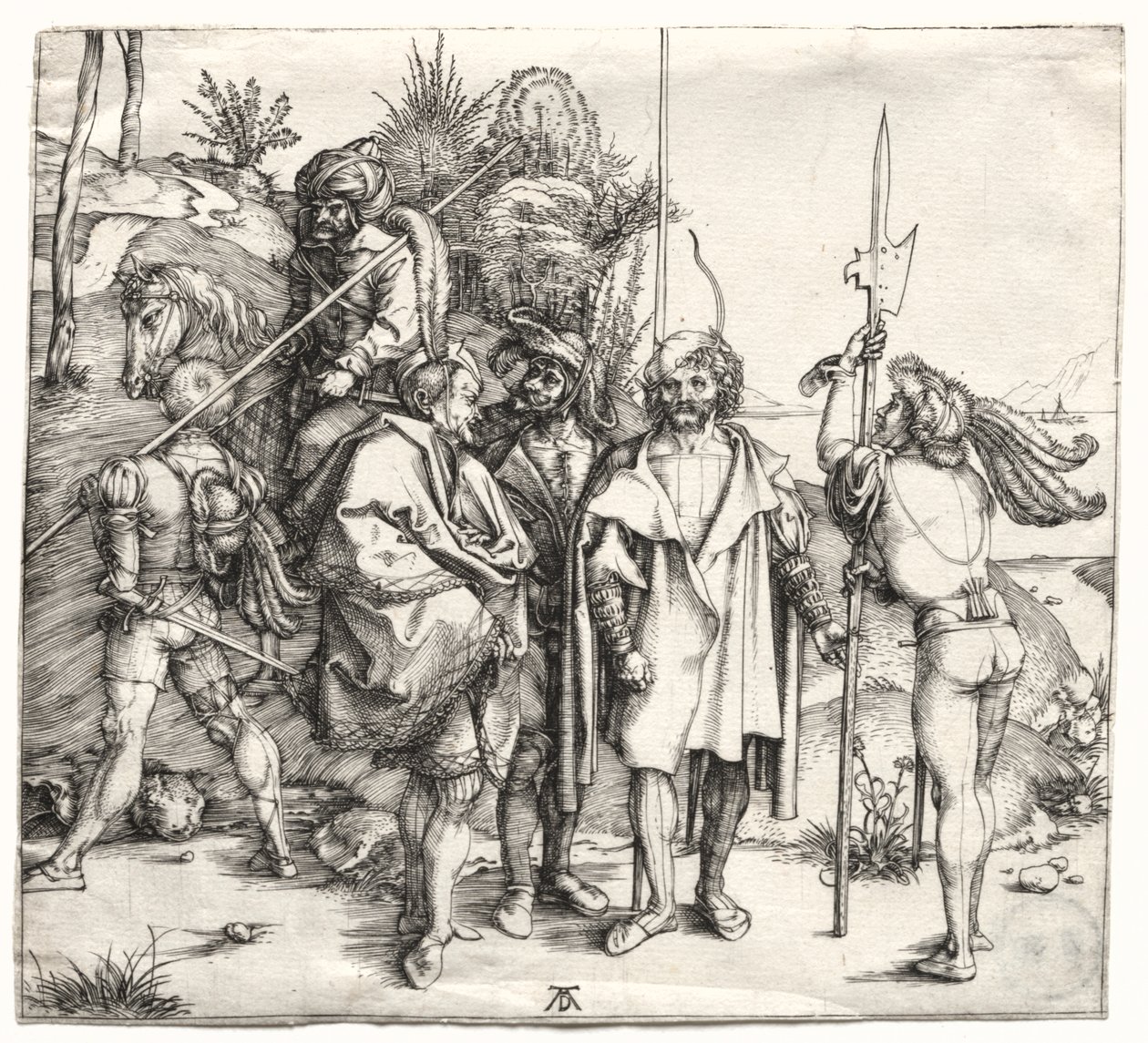 Fünf Soldaten und ein Türke zu Pferd von Albrecht Dürer