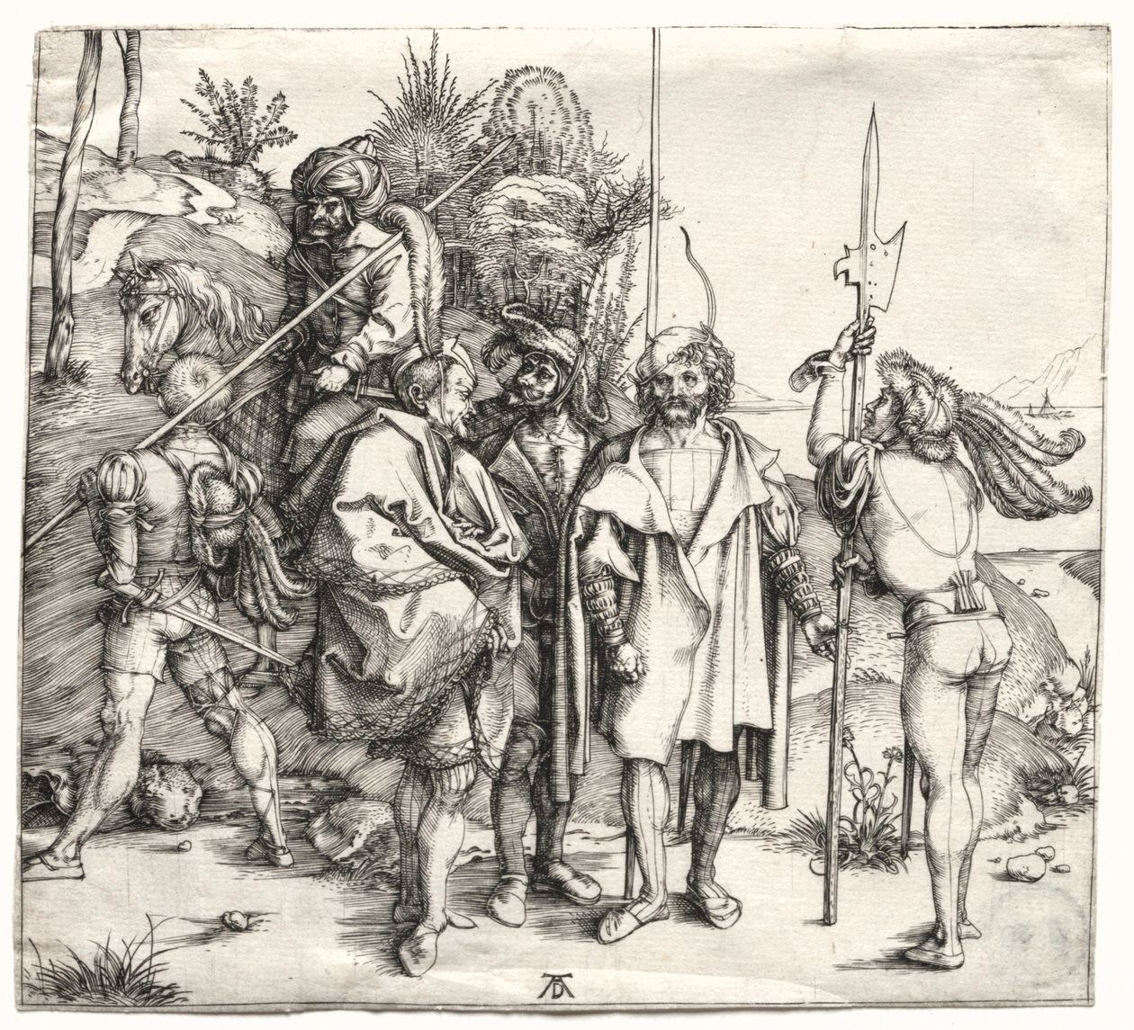 Fünf Soldaten und ein Türke zu Pferd, wahrscheinlich 1496 von Albrecht Dürer