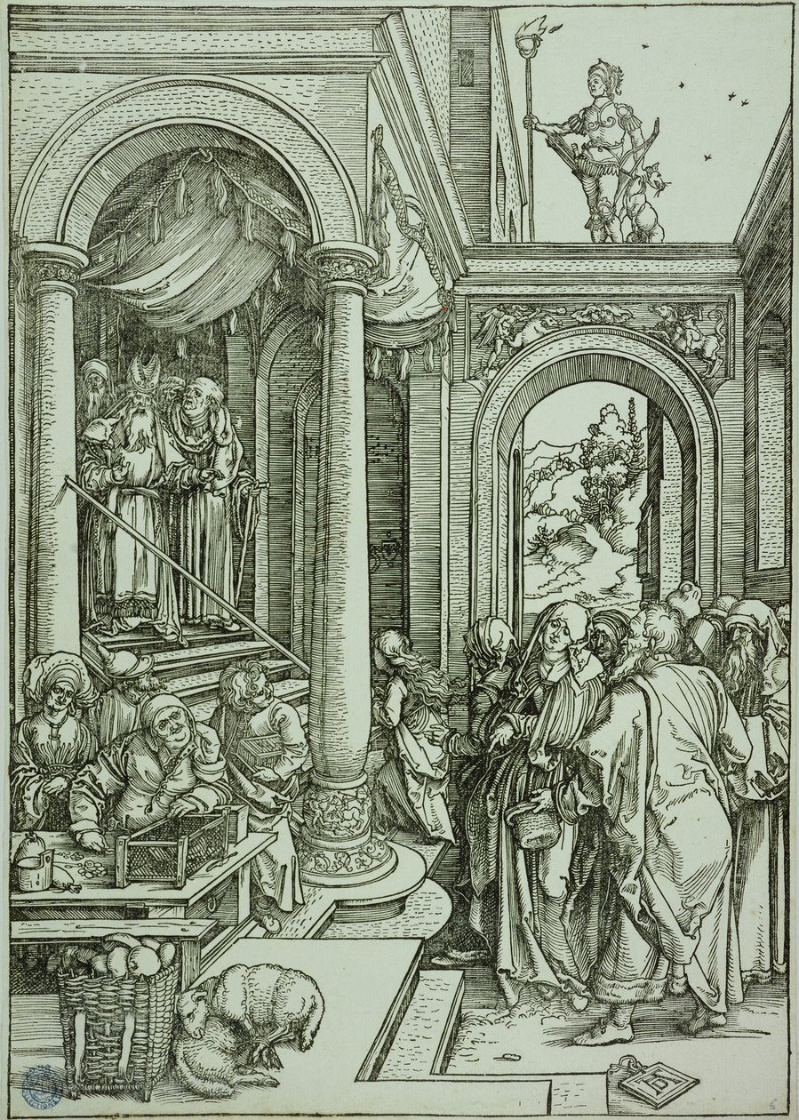Das Leben der Jungfrau: Die Darstellung der Jungfrau im Tempel (Bartsch 81) von Albrecht Dürer