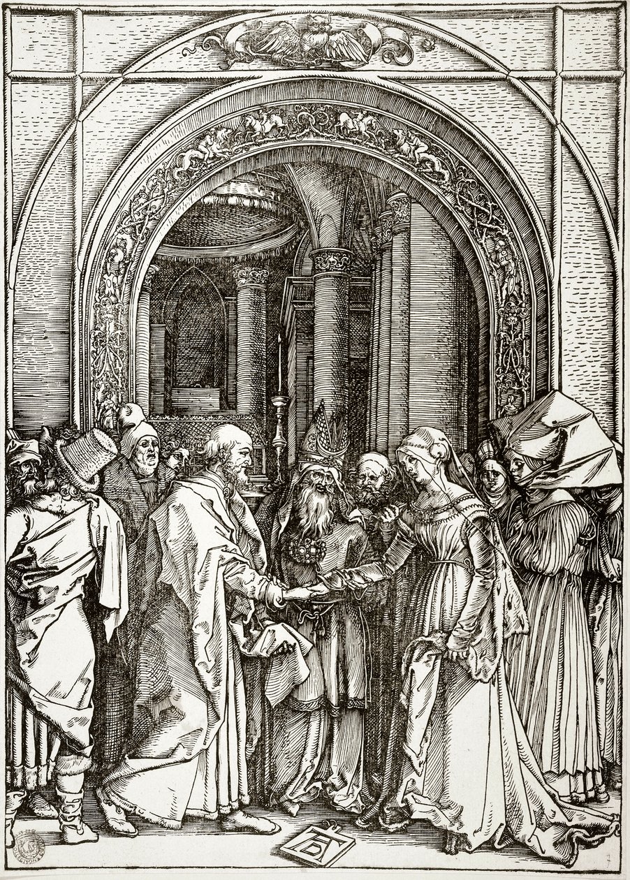 Das Leben der Jungfrau: Die Hochzeit der Jungfrau (Bartsch 82) von Albrecht Dürer