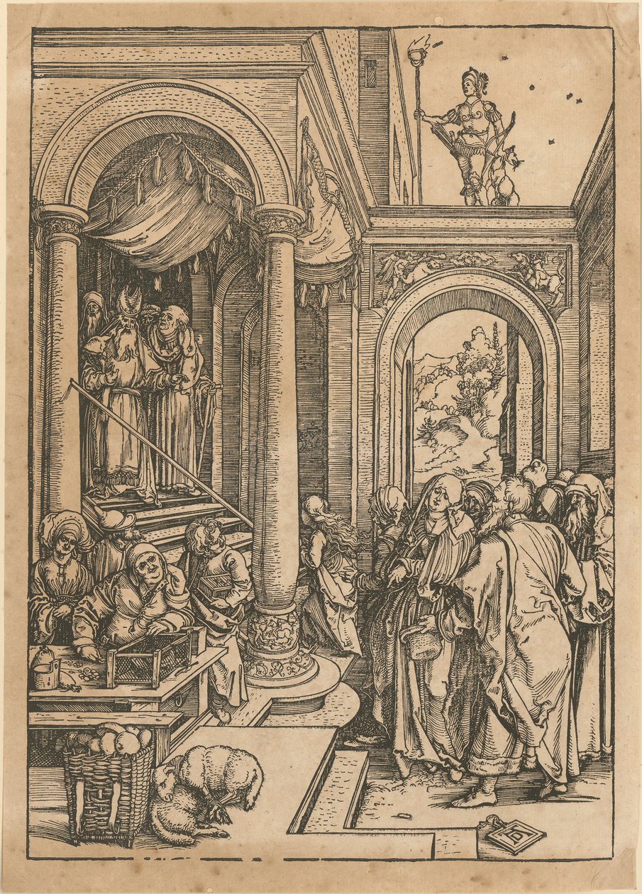 Mariens Tempelgang, Blatt 6 der Folge "Das Marienleben" von Albrecht Dürer
