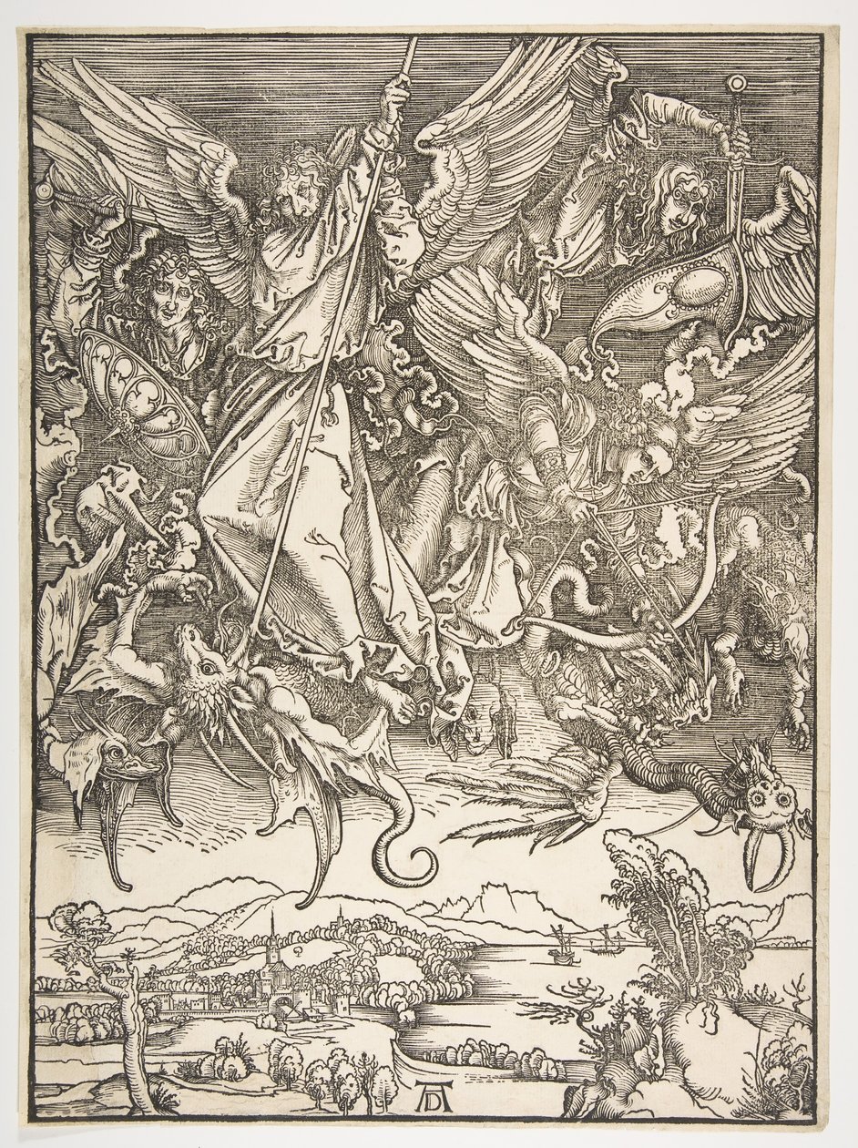 Der heilige Michael und der Drache, aus der Apokalypse, ca. 1498 von Albrecht Dürer