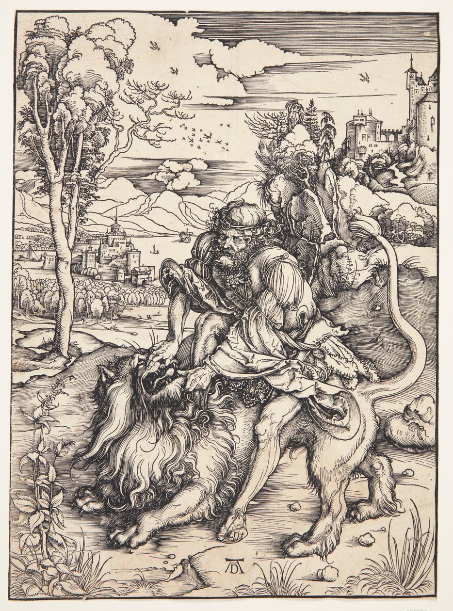 Samson zerreißt den Löwen von Albrecht Dürer