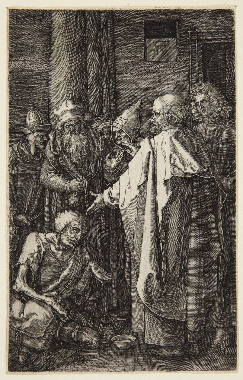 St. Peter und St. Johannes heilen den lahmen Mann (Gravierte Passion-Serie) von Albrecht Dürer