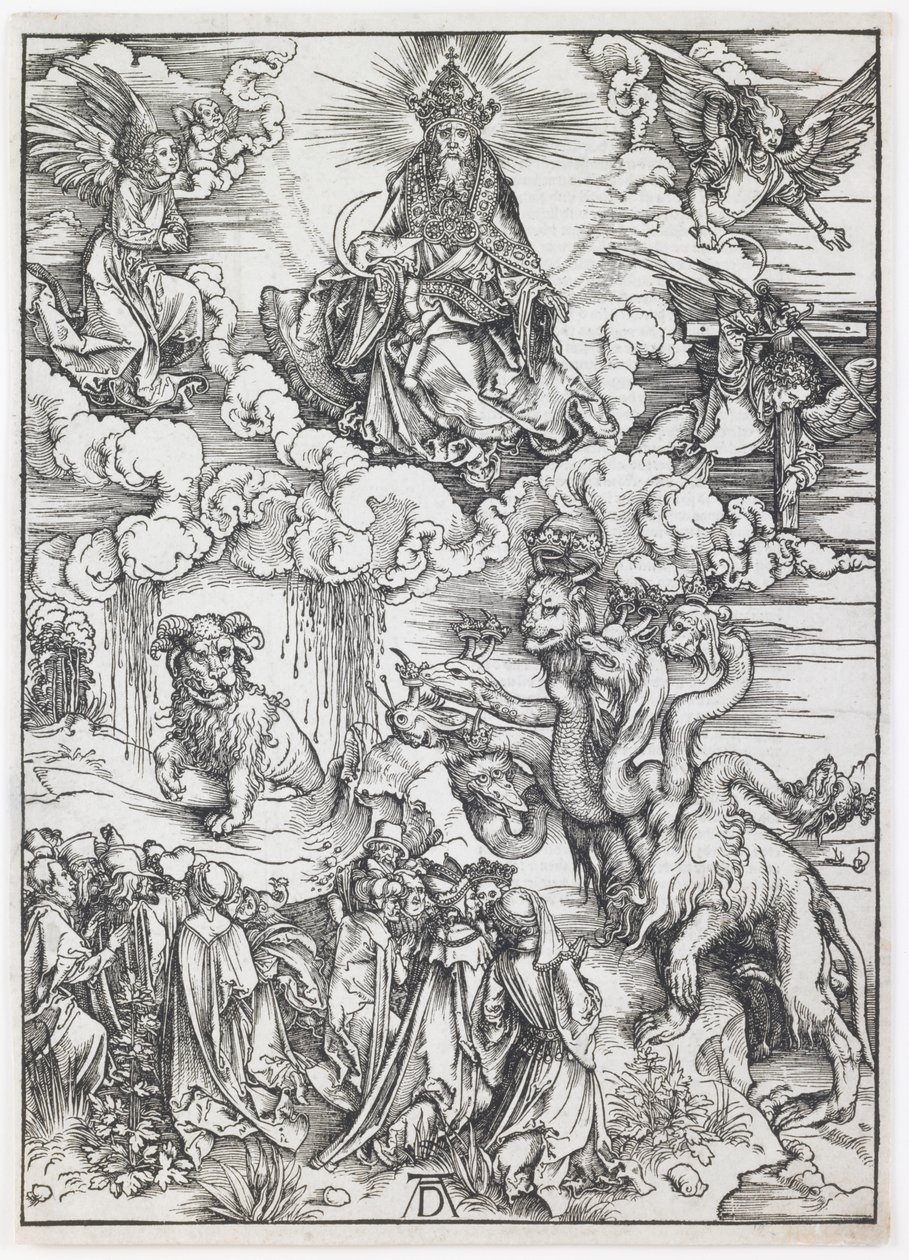 Das Tier mit zwei Hörnern wie ein Lamm, aus der Serie „Die Apokalypse“ von Albrecht Dürer