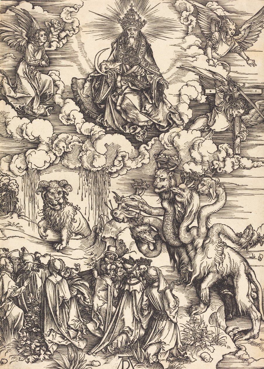 Das Tier mit zwei Hörnern wie ein Lamm, wahrscheinlich ca. 1496-1498 von Albrecht Dürer