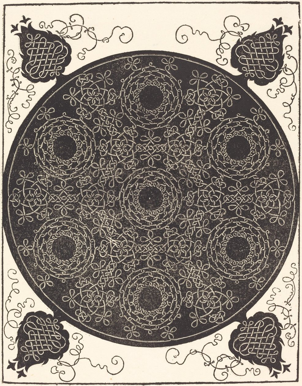 Der vierte Knoten, der sieben kreisförmige Knoten mit schwarzen Zentren kombiniert von Albrecht Dürer