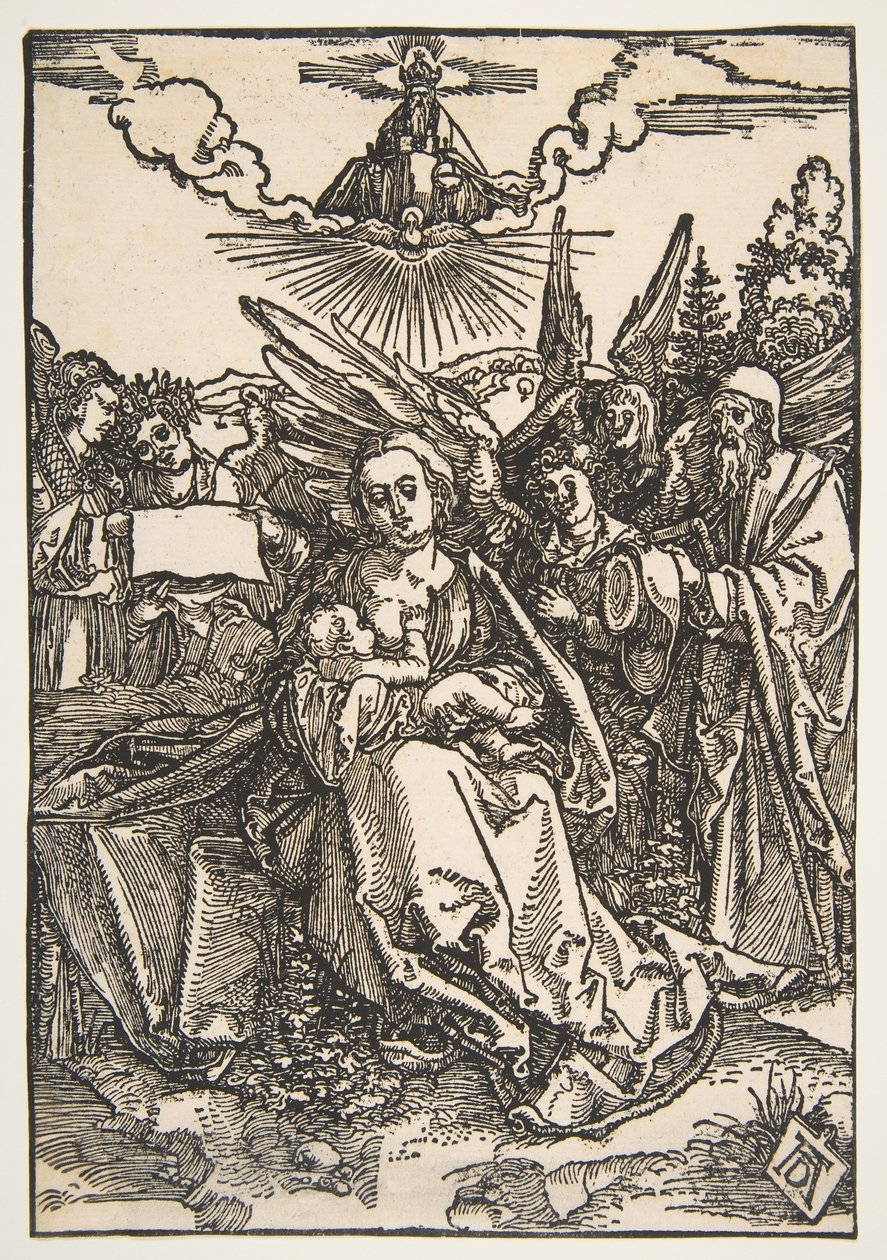 Die Heilige Familie mit fünf Engeln, ca. 1503 von Albrecht Dürer