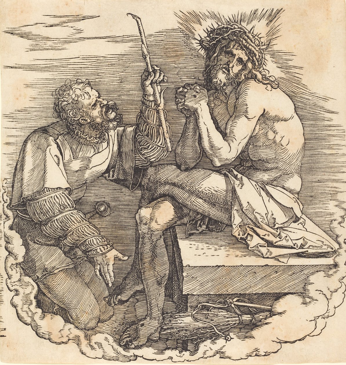 Der Mann der Schmerzen von einem Soldaten verspottet von Albrecht Dürer