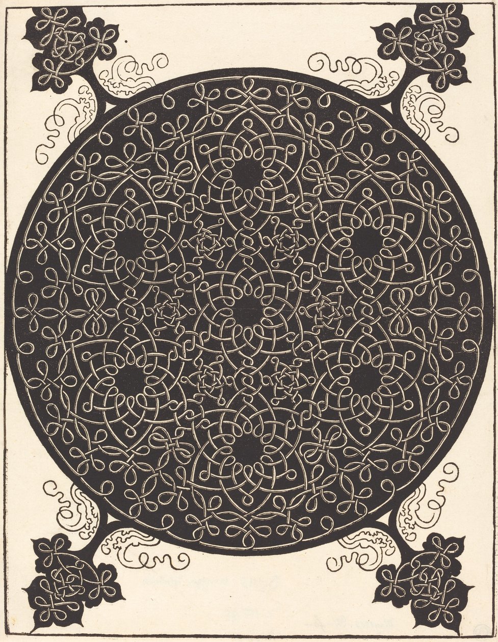 Der sechste Knoten (Kombination von sieben kleinen Knotensystemen mit schwarzen Zentren) von Albrecht Dürer