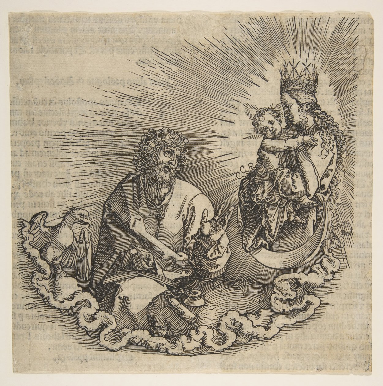 Die Jungfrau erscheint dem heiligen Johannes, Frontispiz zur Apokalypse, 1511 von Albrecht Dürer