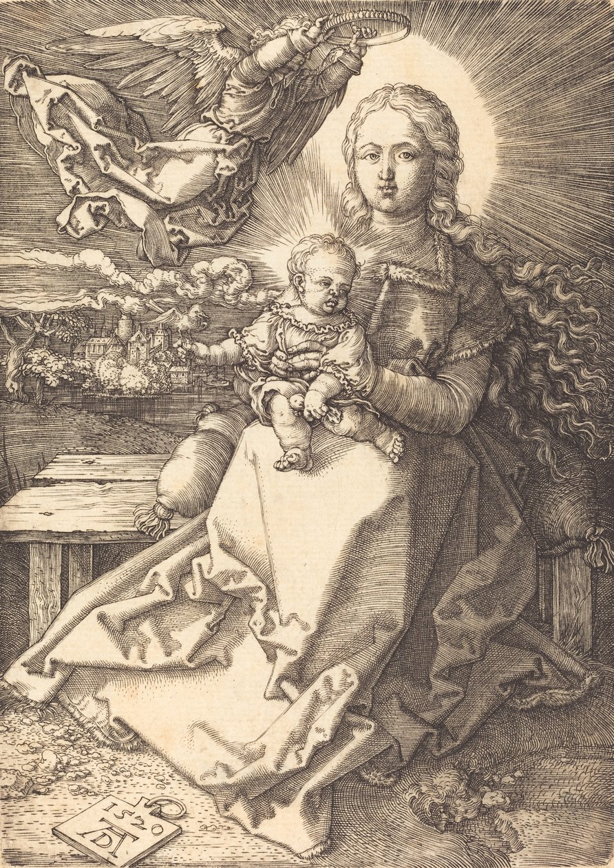 Die Jungfrau und das Kind von einem Engel gekrönt von Albrecht Dürer
