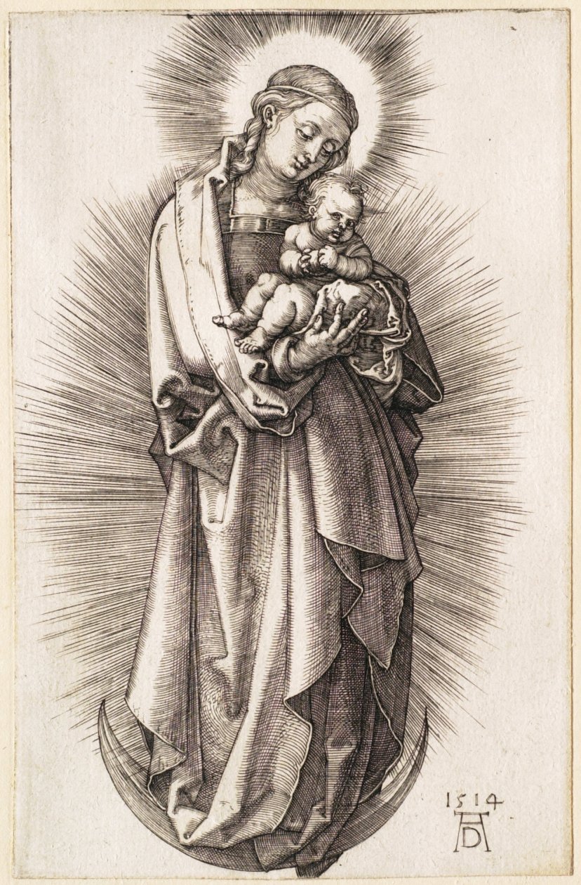 Die Jungfrau und das Kind auf der Mondsichel mit einem Diadem von Albrecht Dürer