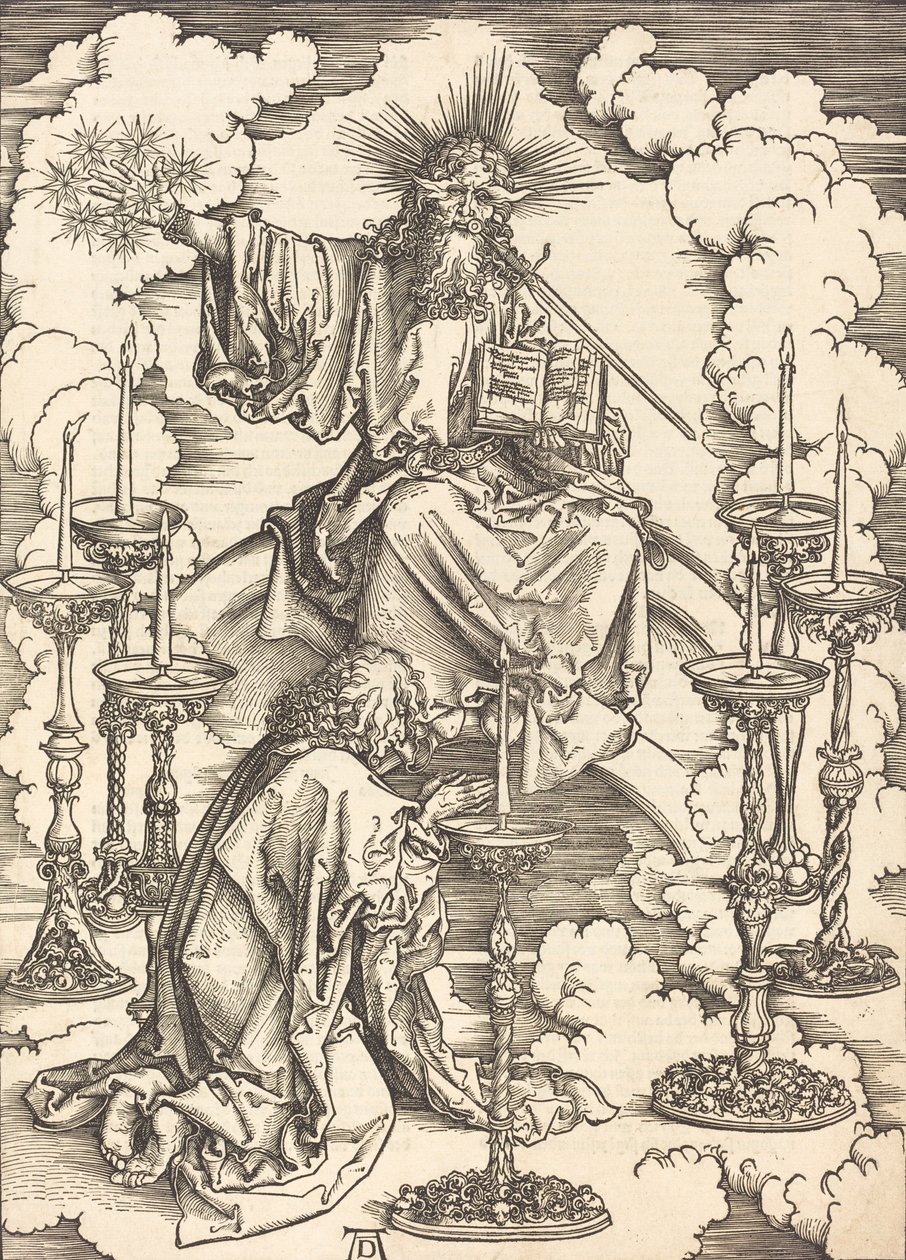 Die Vision der sieben Leuchter, wahrscheinlich ca. 1496-1498 von Albrecht Dürer