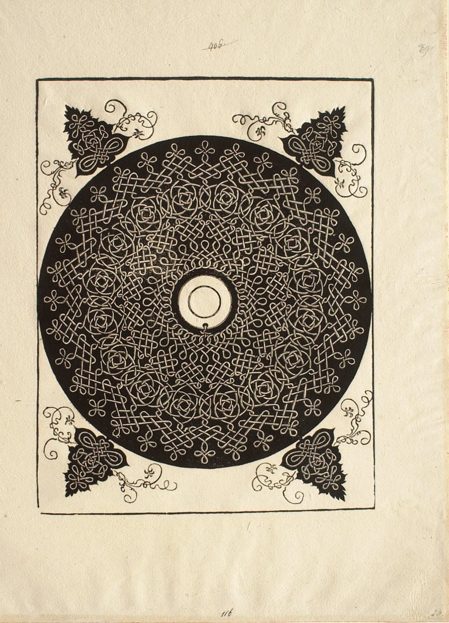 Dritter Knoten, mit einem schwarzen Kreis auf einem weißen Medaillon von Albrecht Dürer