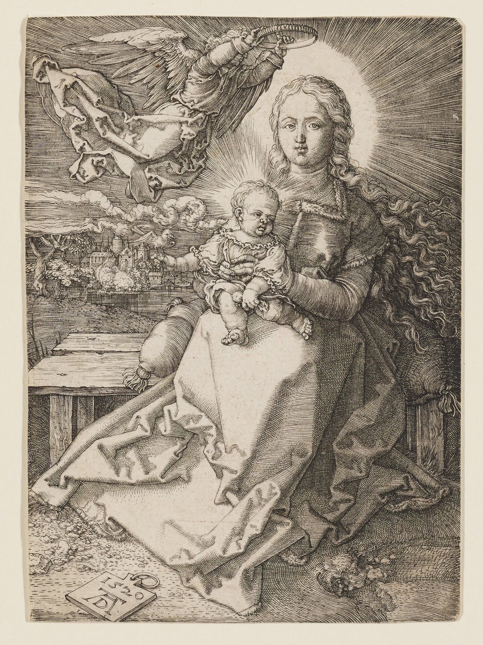 Jungfrau von einem Engel gekrönt von Albrecht Dürer
