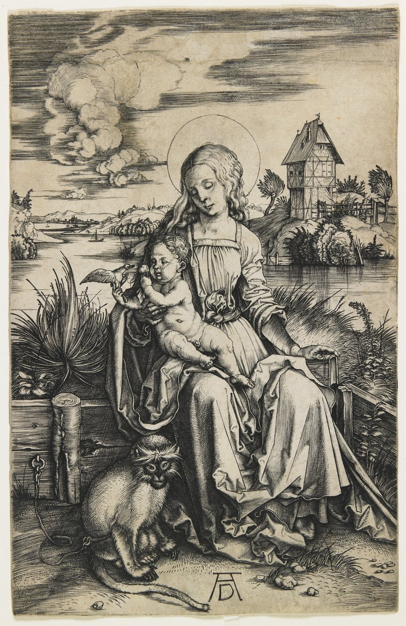 Jungfrau und Kind mit dem Affen, ca. 1498 von Albrecht Dürer