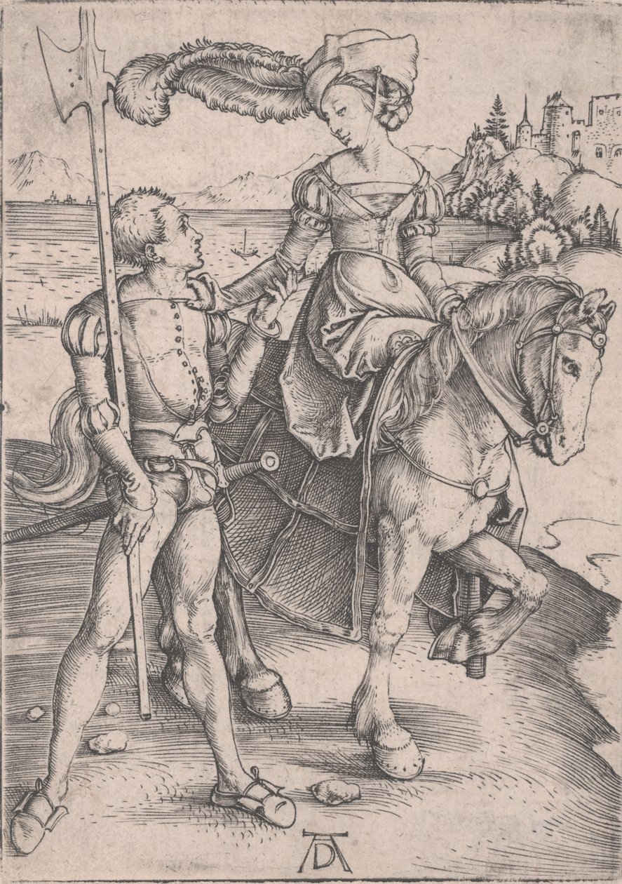 Eine Dame zu Pferd und ein Landsknecht von Albrecht Dürer