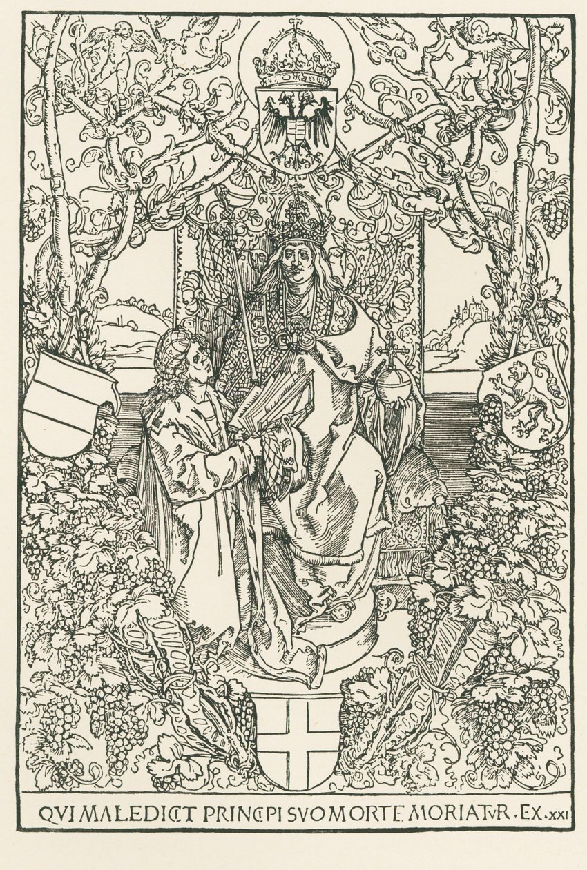 Celtes präsentiert sein Werk Kaiser Maximilian, gedruckt für die Sodalitas Celtica, Nürnberg von Albrecht Dürer or Duerer