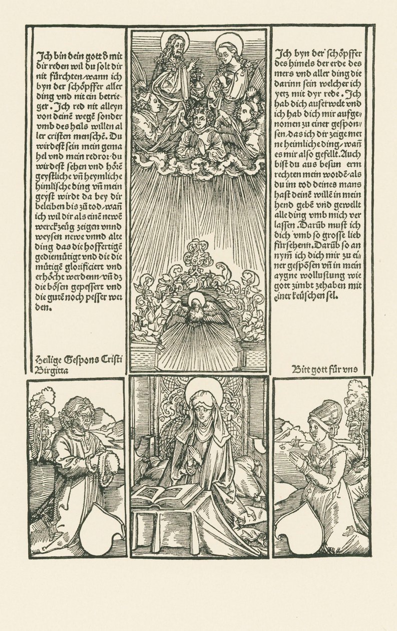 Heilige Birgitta als Fürbitterin, mit einem betenden Ehepaar von Albrecht Dürer or Duerer