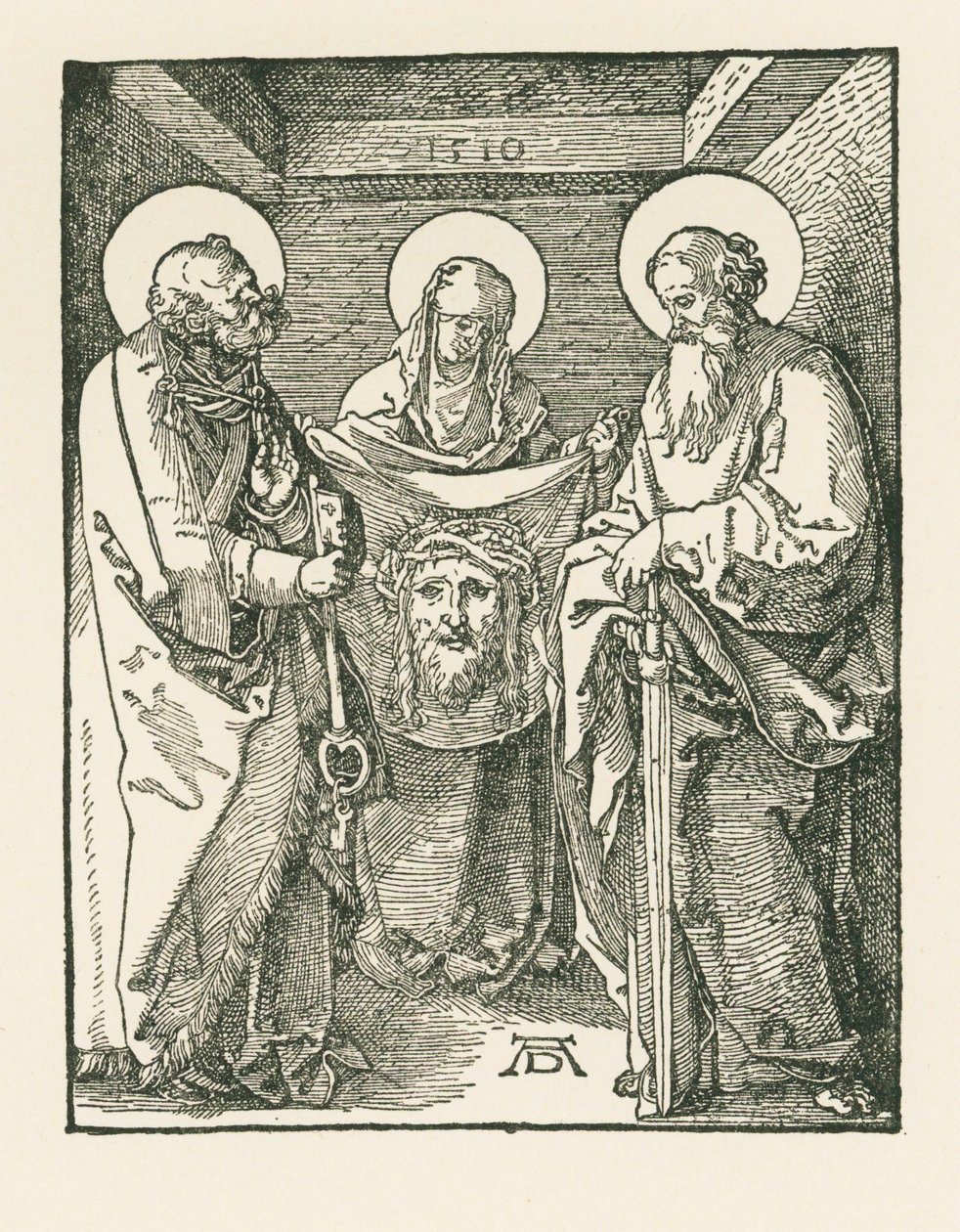Die heilige Veronika zwischen den Heiligen Petrus und Paulus - Das Schweißtuch der heiligen Veronika von Albrecht Dürer or Duerer