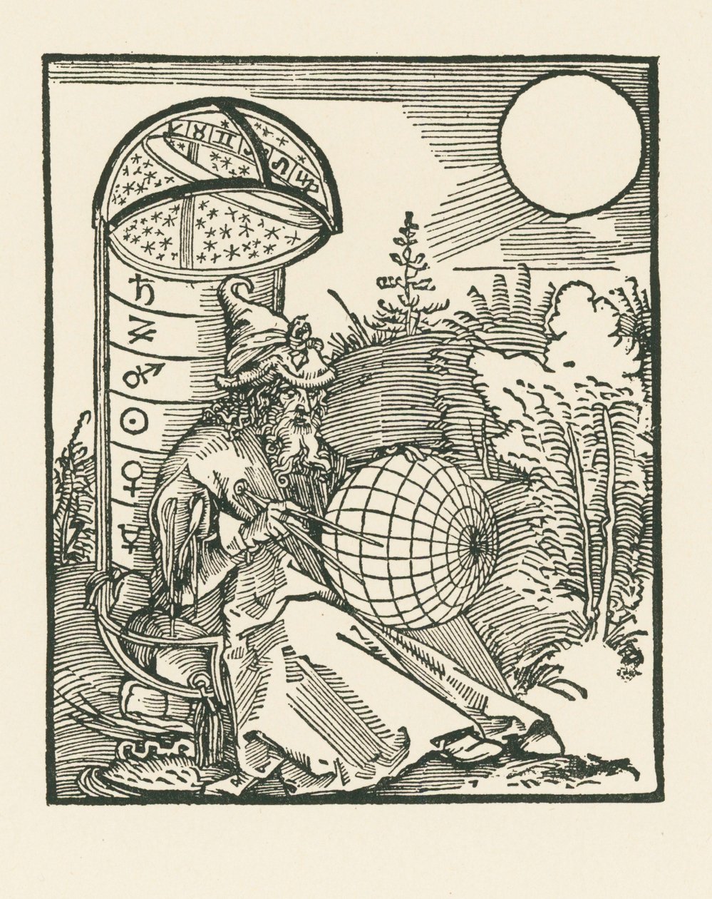 Sitzender Astronom mit einem Globus von Albrecht Dürer or Duerer