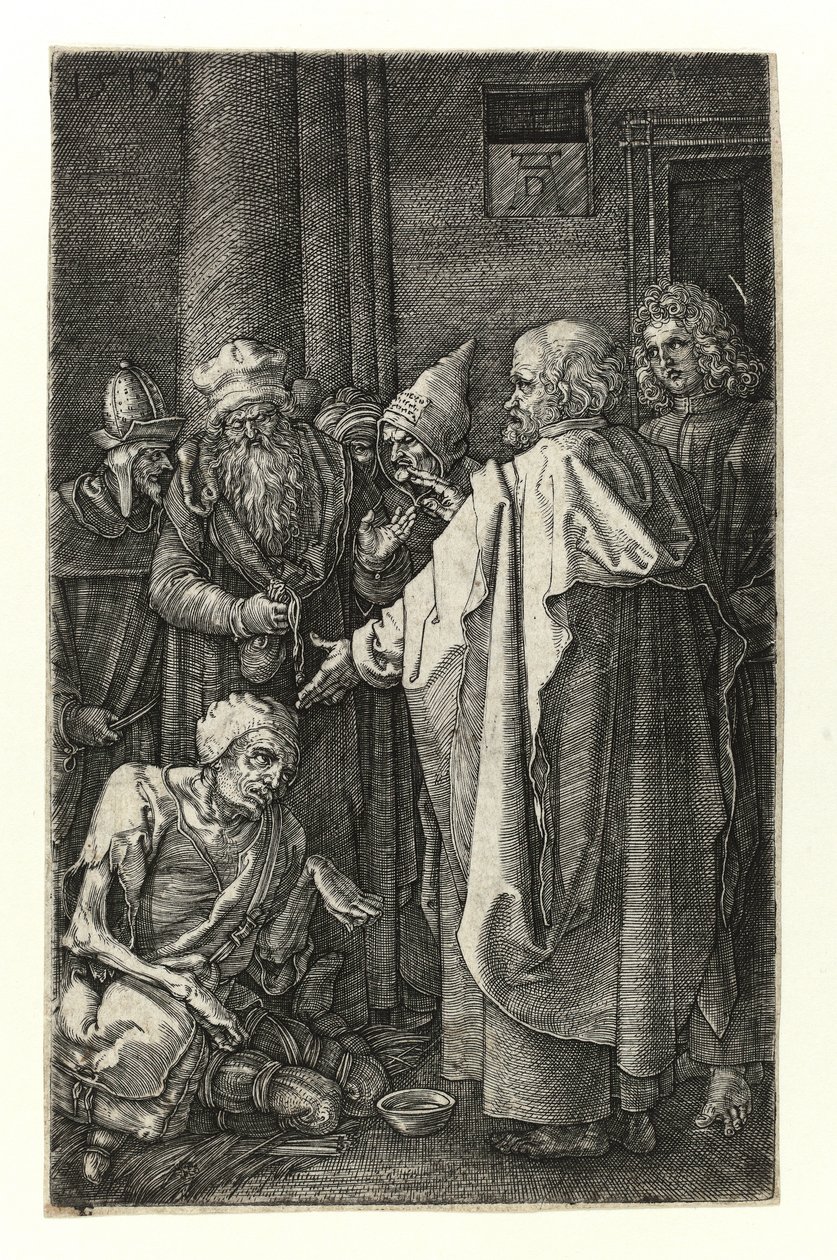 St. Peter und St. Johannes heilen die Krüppel am Tempeltor von Albrecht Dürer