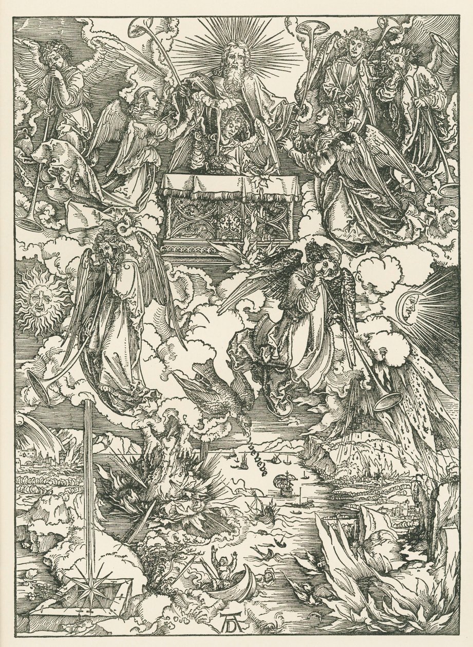 Die sieben Posaunen werden den Engeln gegeben. Die Offenbarung des Johannes von Albrecht Dürer or Duerer