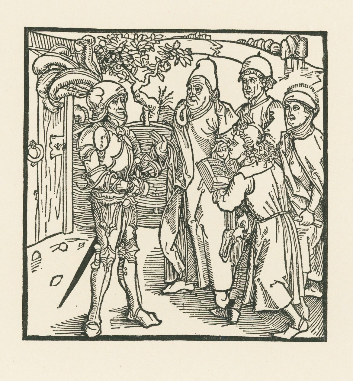 Der Ritter beauftragt zwei Schreiber und zwei Priester, dieses Buch zu erstellen von Albrecht Dürer or Duerer