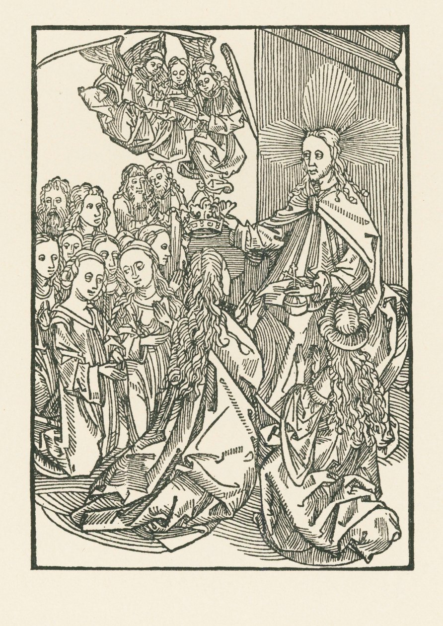 Die Belohnung der Auserwählten, dargestellt durch die Krönung Marias, umgeben von den Heiligen von Albrecht Dürer or Duerer