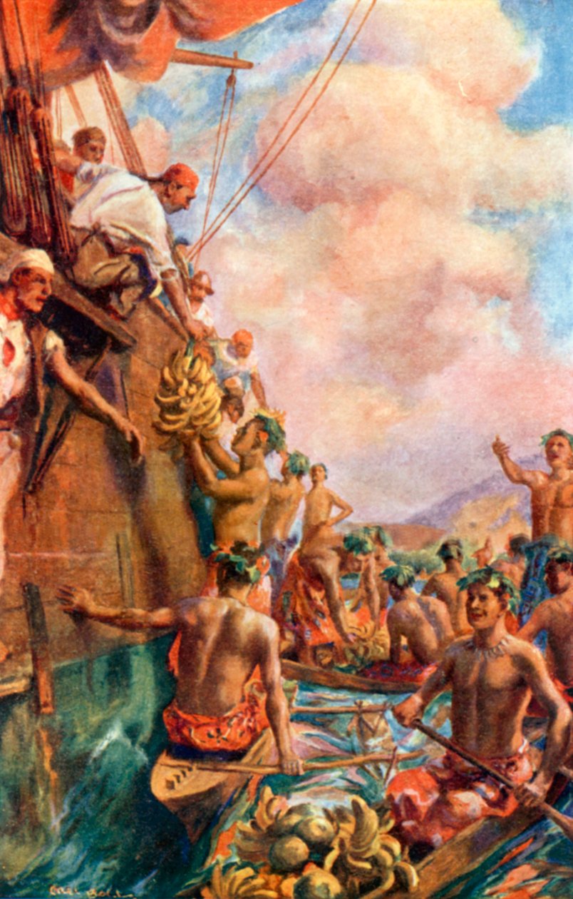 Captain Cooks Ankunft auf Tahiti von Alec Ball