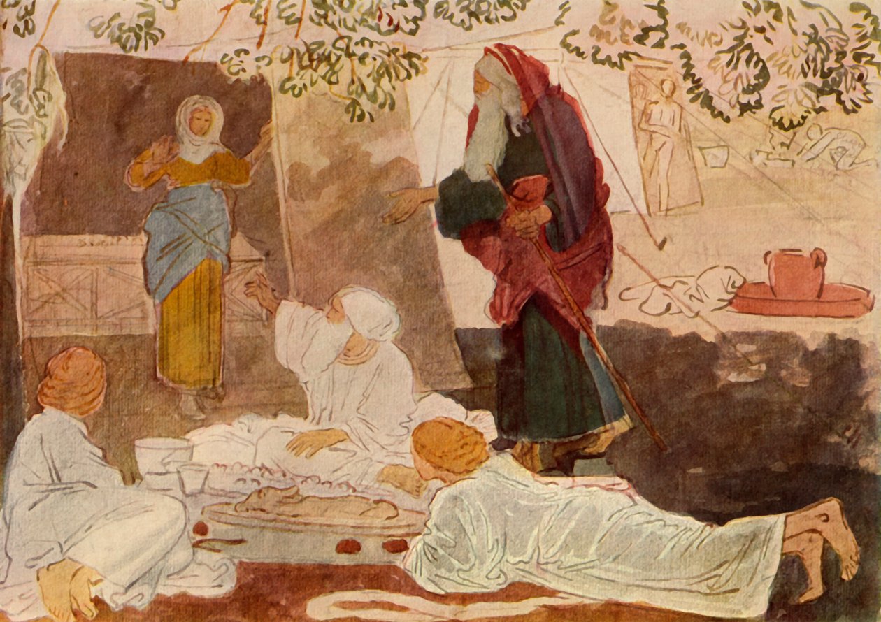 Drei Pilger besuchen Abraham, Mitte des 19. Jahrhunderts, 1965 von Aleksandr Ivanov