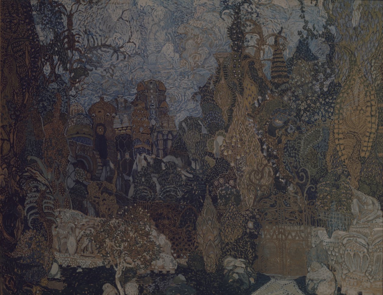Bühnenbild für das Ballett Der Feuervogel von I. Strawinsky, 1910 von Aleksandr Jakovlevic Golovin