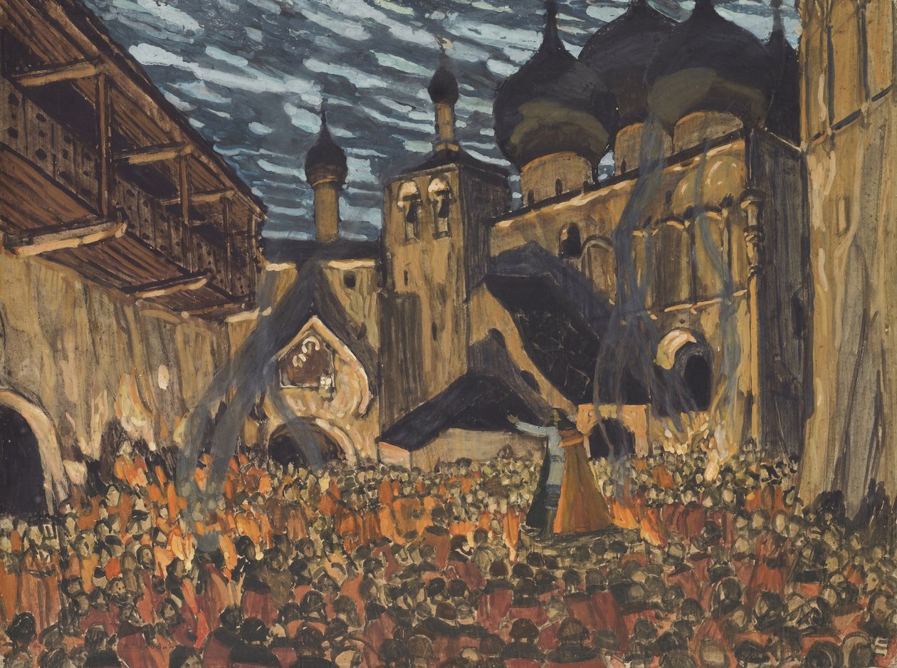 Bühnenbild für die Oper Die Jungfrau von Pskow von N. Rimski-Korsakow von Aleksandr Jakovlevic Golovin