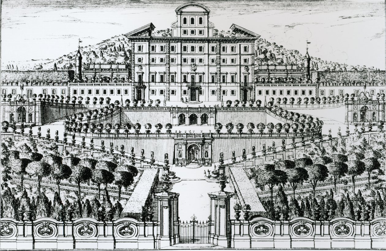 Blick auf die Villa Aldobrandini vom Garten von Alessandro Spechi