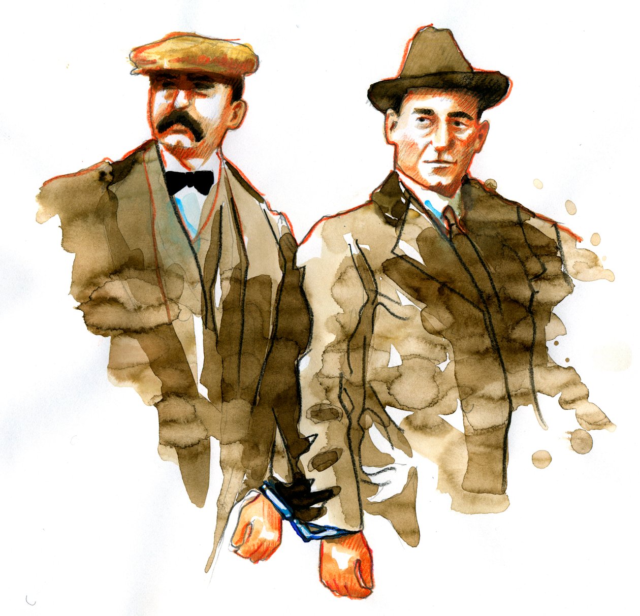 Sacco und Vanzetti Affäre: Porträt der italienischen Anarchisten Bartolomeo Vanzetti (links) und Nicola Sacco von Alessandro Lonati