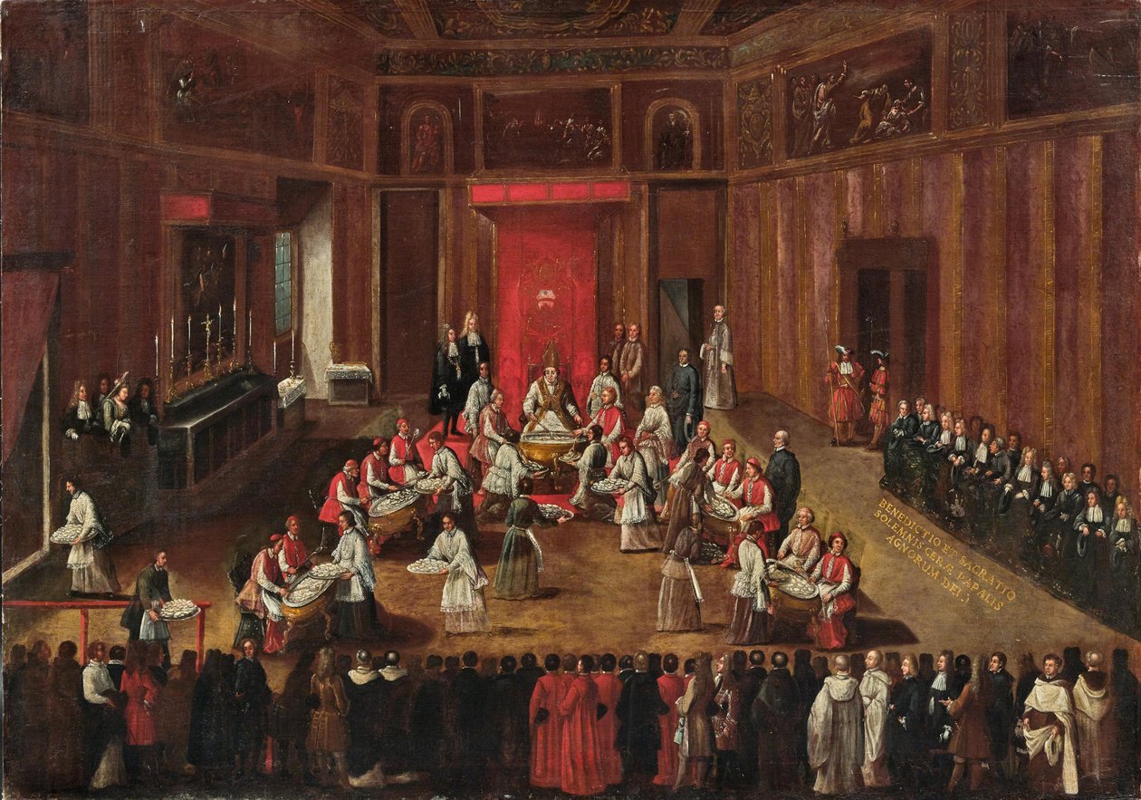 Zeremonie des Agnus Dei gefeiert von Papst Clemens XI von Alessandro Piazza
