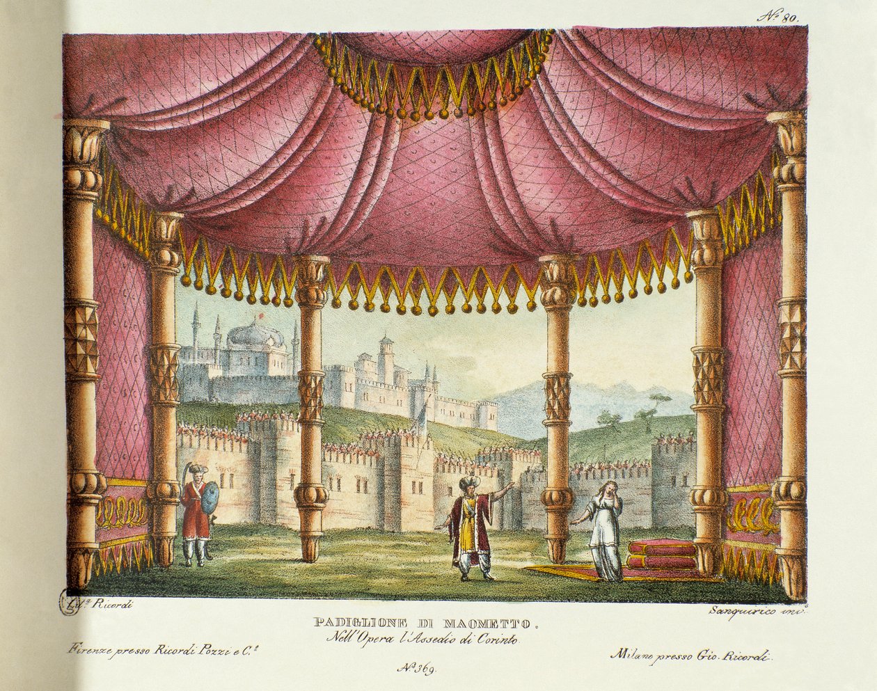 Der Pavillon von Muhammad (Akt II) Bühnenbild für die Aufführung der Oper „Die Belagerung von Korinth“ (L