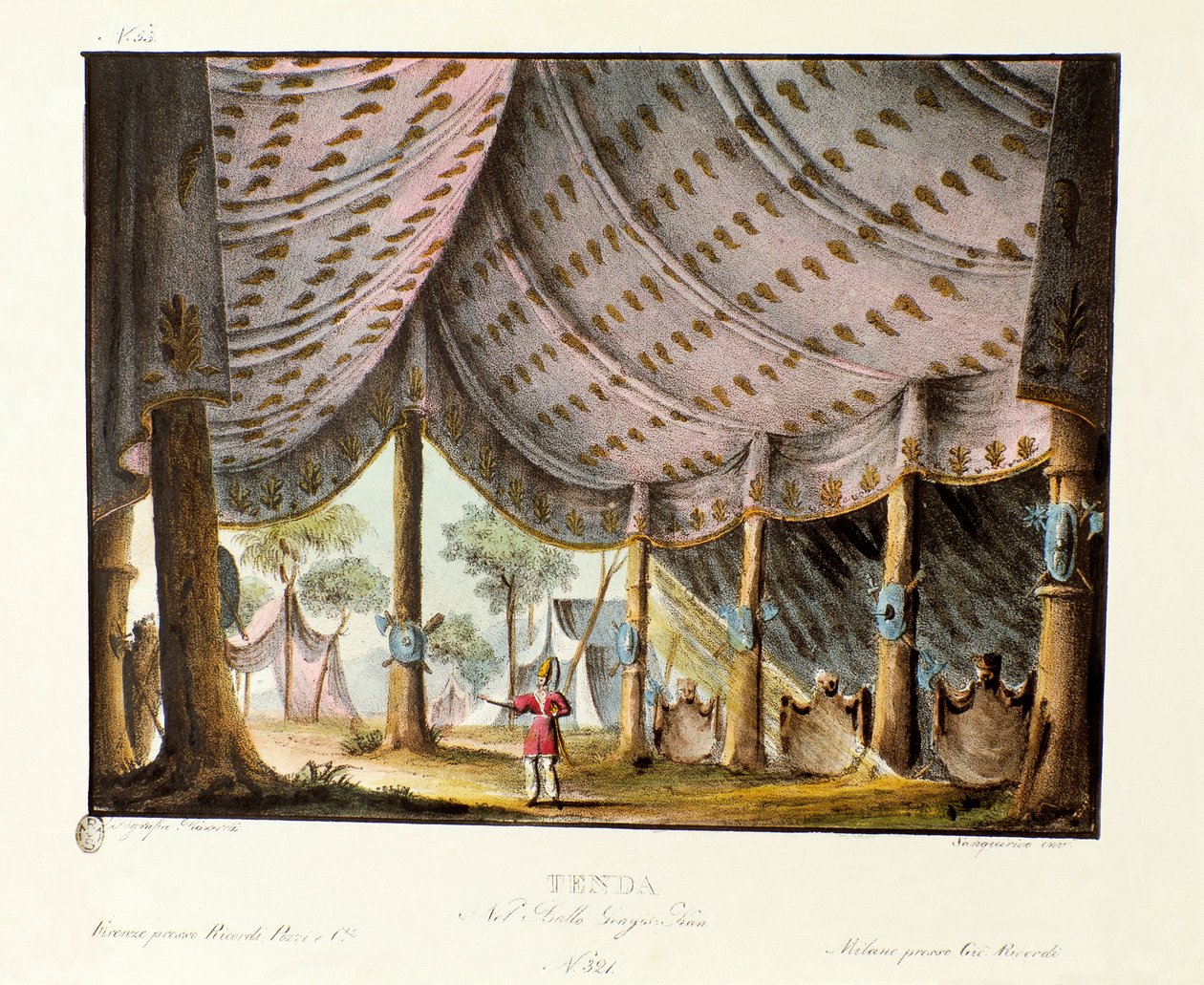 Ansicht des königlichen Zeltes von Dschingis Khan, Bühnenbild für das Ballett Genis-Kan von Giovanni Galzerani von Alessandro Sanquirico