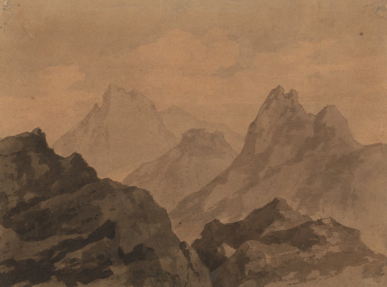 Berggipfel Bergstudie von Alexander Cozens