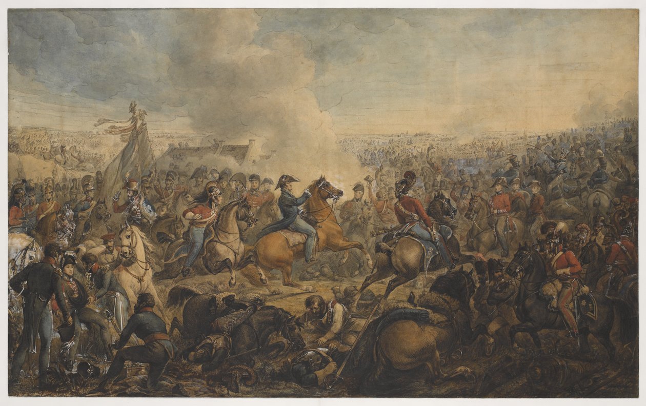Die Schlacht von Waterloo, nach dem Befehl zum Vormarsch der britischen Armee, 1815, ca. 1815 von Alexander Ivanovich Sauerweid