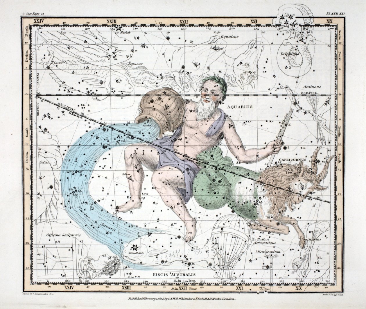 Die Sternbilder (Tafel XXI) Steinbock und Wassermann, aus 