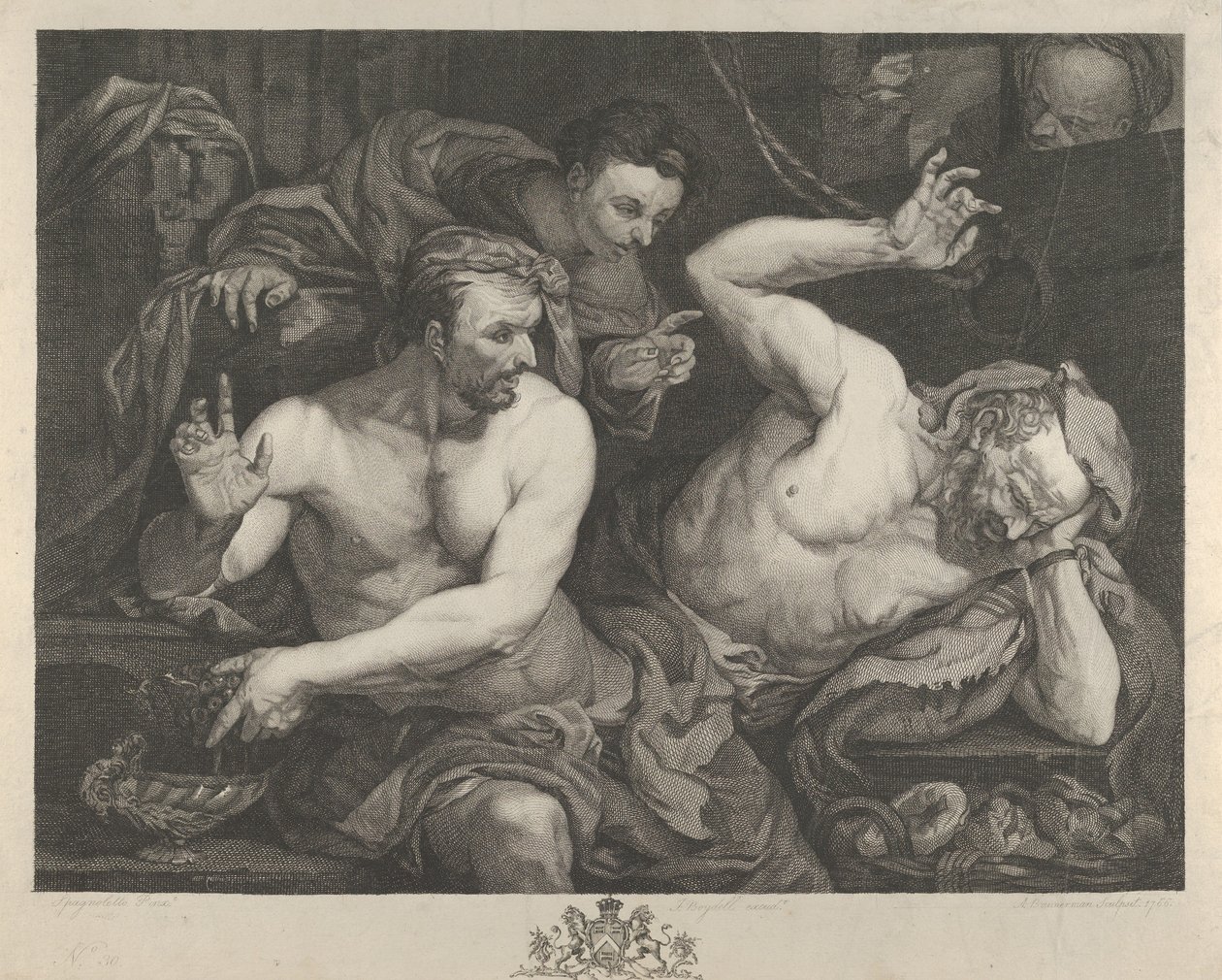 Joseph deutet die Träume des Obermundschenks und Bäckers des Pharao, 1766 von Alexander Bannerman