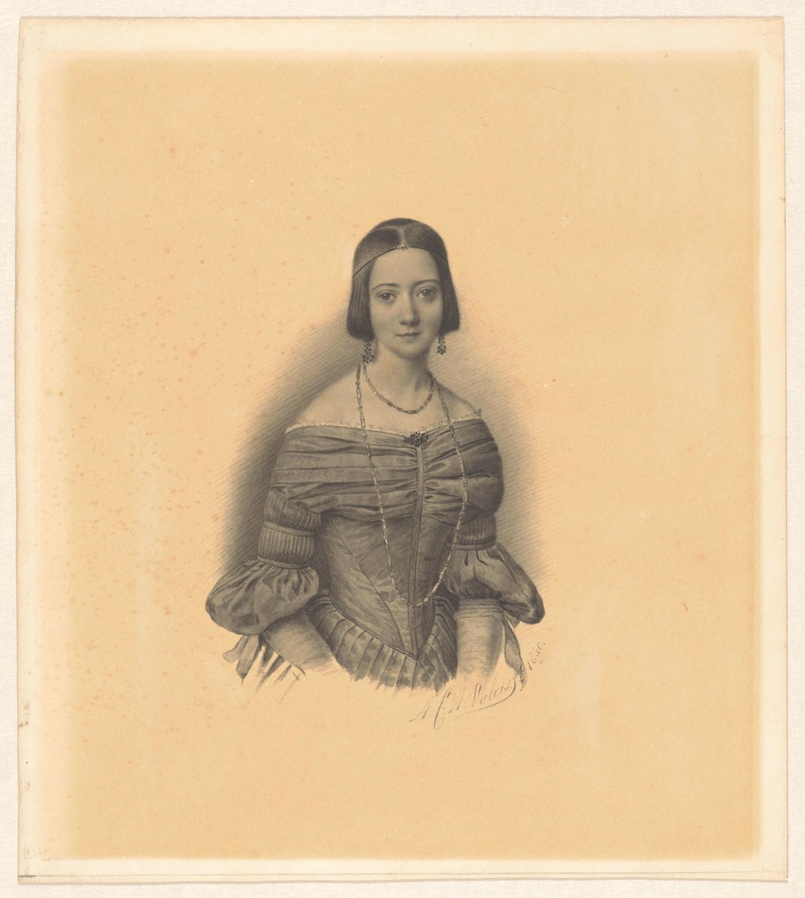 Porträt von Antoinette Marie Henriette Jeanne Reigersman, Ehefrau von Jonkheer Mr Pieter van den Brandeler von Alexander Cesar August Valois (signed by artist)