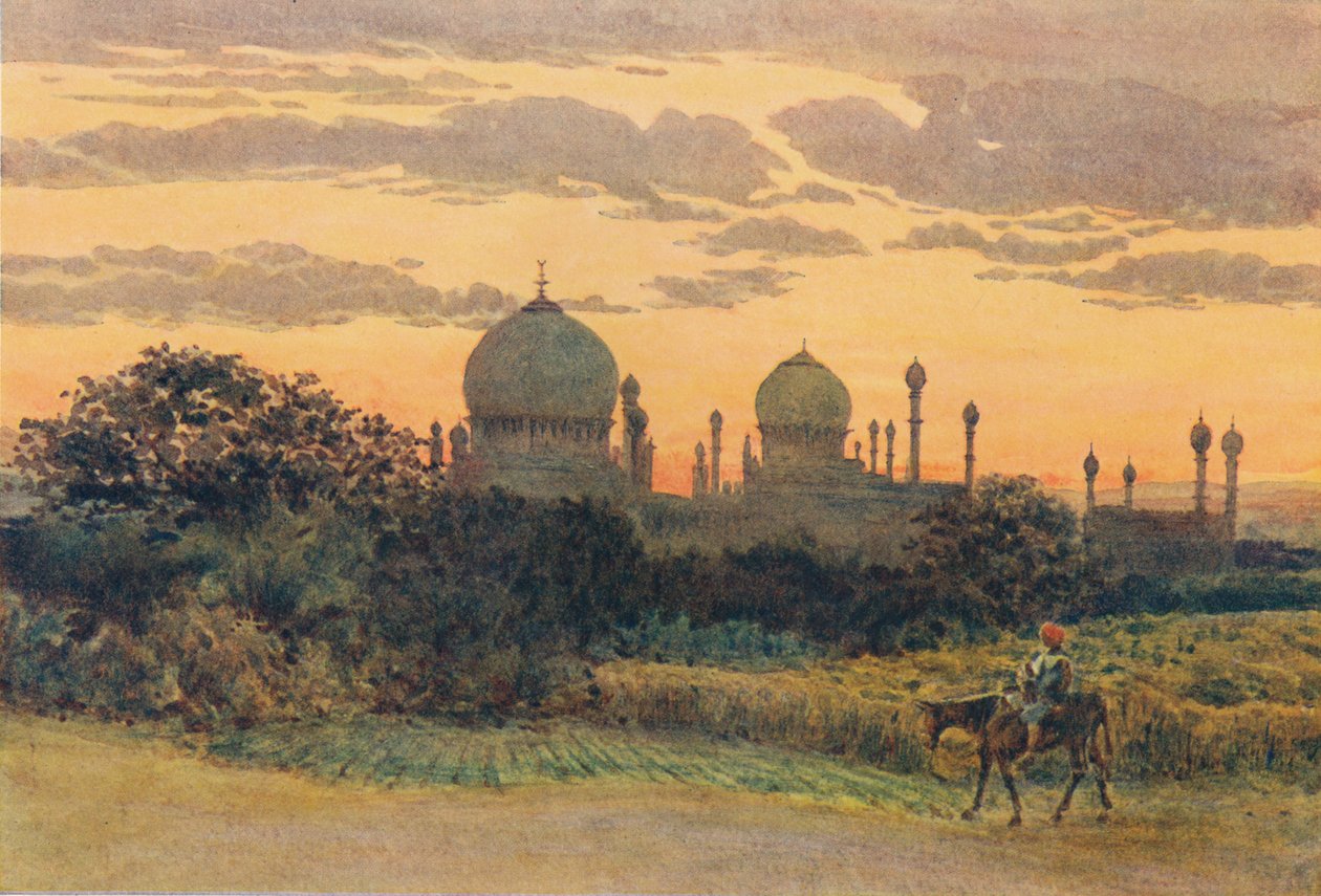 Sonnenuntergang hinter dem Ibrahim Roza, Bijapur, um 1880 1905 von Alexander Henry Hallam Murray