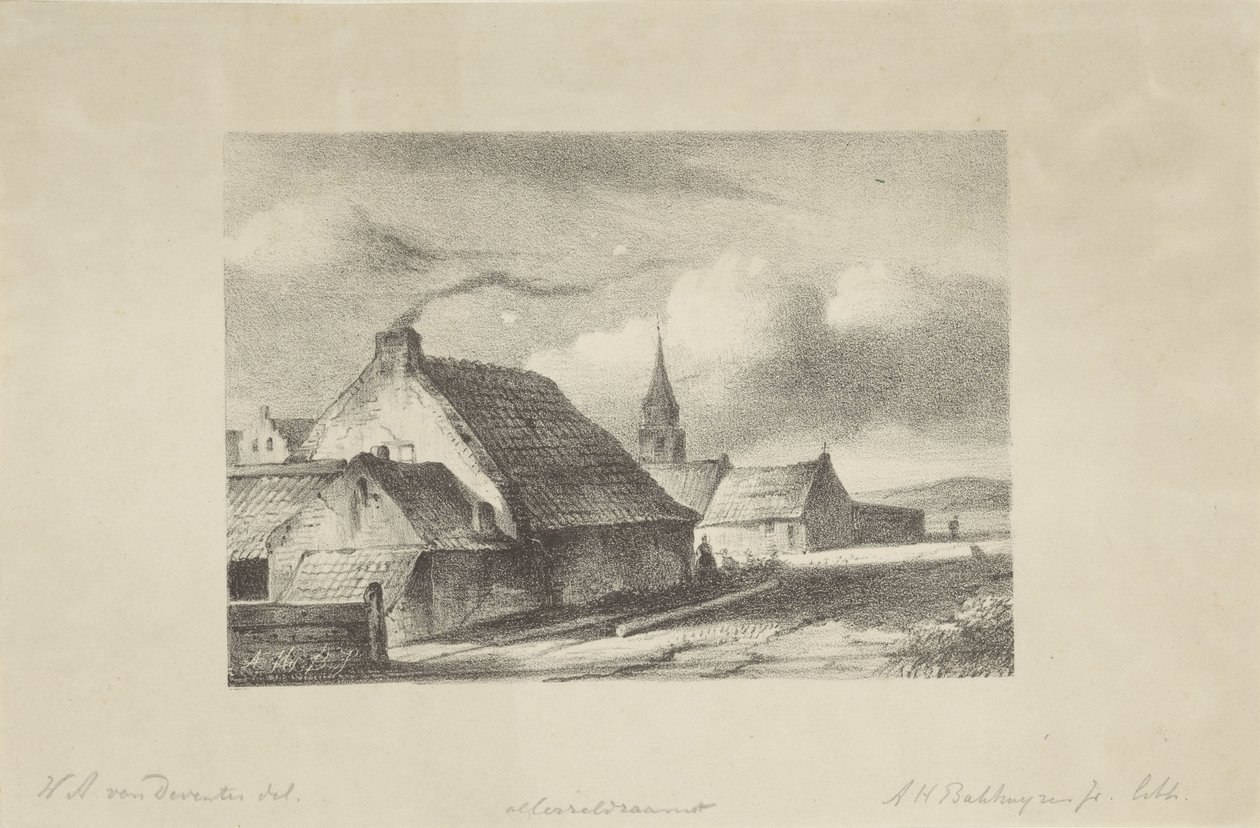 Häuser und ein Kirchturm in Katwijk von Alexander Hieronymus Bakhuyzen (II)