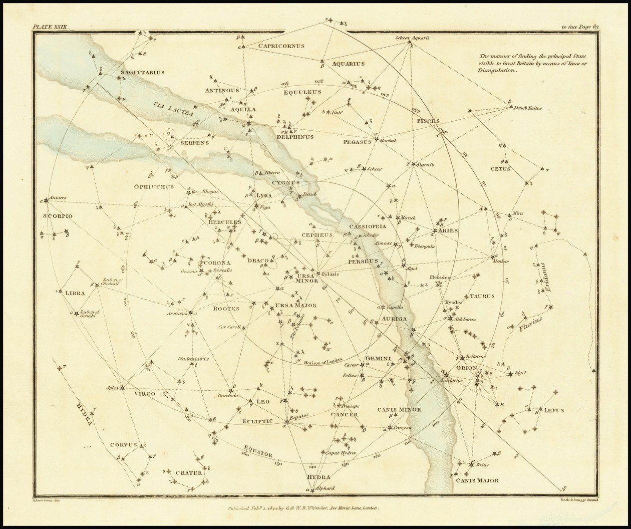 1822 - Alexander Jamieson - Die Art, die Hauptsterne sichtbar in Großbritannien durch Linien oder Triangulation zu finden von Alexander Jamieson
