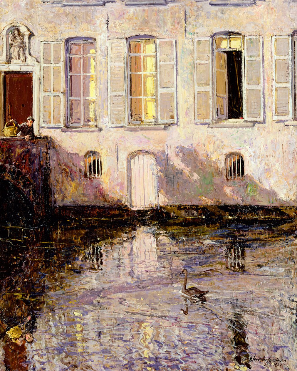 Die Schwäne füttern, Brügge von Alexander Jamieson