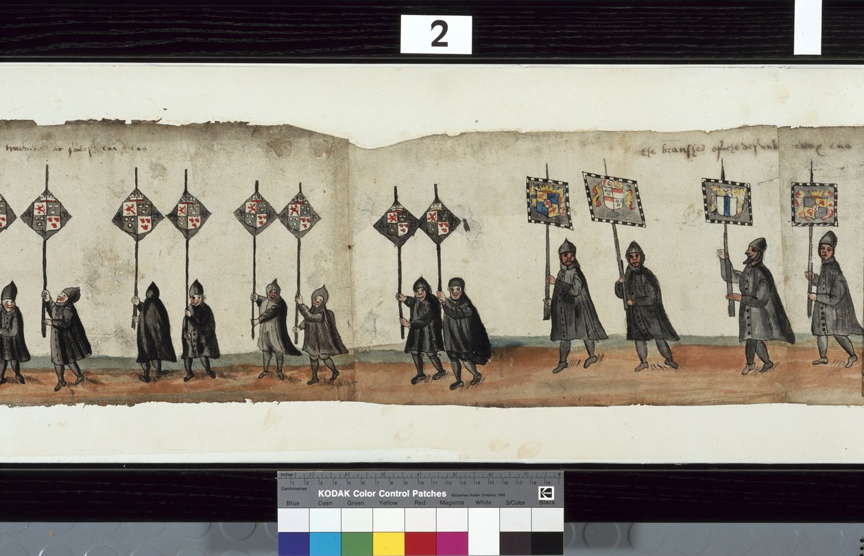 Detail aus dem Huntly-Begräbniszug, soll für die Trauerfeierlichkeiten von George 1., Marquess of Huntly, verwendet worden sein von Alexander Kincaid