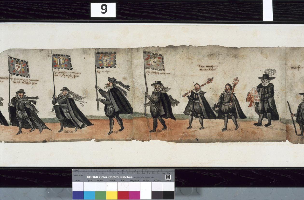 Detail aus dem Huntly-Begräbniszug, soll für die Trauerfeierlichkeiten von George 1., Marquess of Huntly, verwendet worden sein von Alexander Kincaid